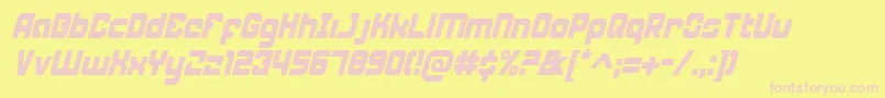 Fonte WeaponeerCondensedItalic – fontes rosa em um fundo amarelo