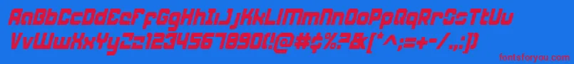 WeaponeerCondensedItalic Font – Red Fonts on Blue Background