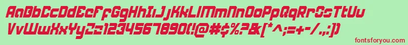 WeaponeerCondensedItalic Font – Red Fonts on Green Background