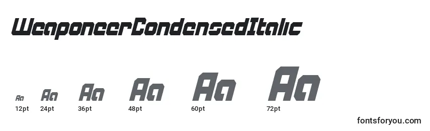 WeaponeerCondensedItalic Font Sizes