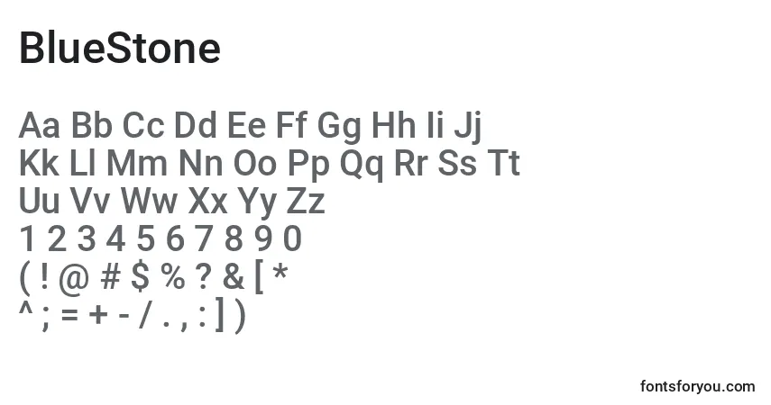Schriftart BlueStone (121714) – Alphabet, Zahlen, spezielle Symbole