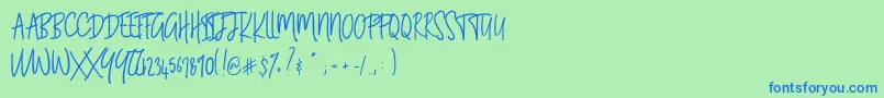 BLUESTORIA Personal Use Only Font – Blue Fonts on Green Background