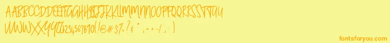 フォントBLUESTORIA Personal Use Only – オレンジの文字が黄色の背景にあります。