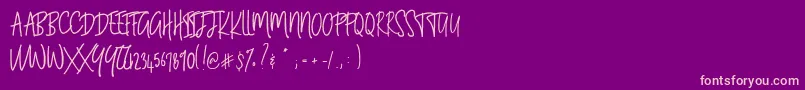 Fonte BLUESTORIA Personal Use Only – fontes rosa em um fundo violeta