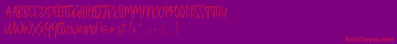 フォントBLUESTORIA Personal Use Only – 紫の背景に赤い文字