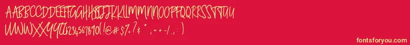 Fonte BLUESTORIA Personal Use Only – fontes amarelas em um fundo vermelho