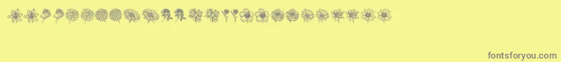 Blumen-Schriftart – Graue Schriften auf gelbem Hintergrund