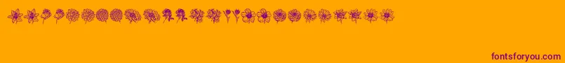 Blumen-Schriftart – Violette Schriften auf orangefarbenem Hintergrund