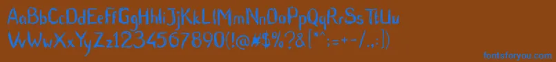 BluntBrush-Schriftart – Blaue Schriften auf braunem Hintergrund