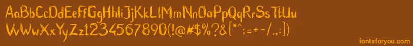 BluntBrush-Schriftart – Orangefarbene Schriften auf braunem Hintergrund