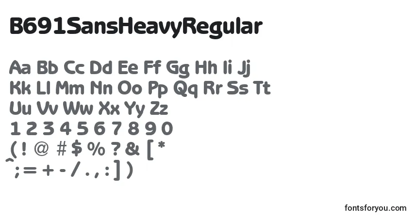 Шрифт B691SansHeavyRegular – алфавит, цифры, специальные символы
