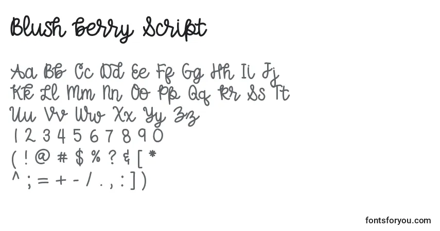 Fuente Blush berry Script - alfabeto, números, caracteres especiales