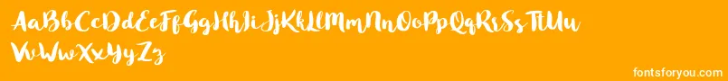 Blusty Script Free-Schriftart – Weiße Schriften auf orangefarbenem Hintergrund