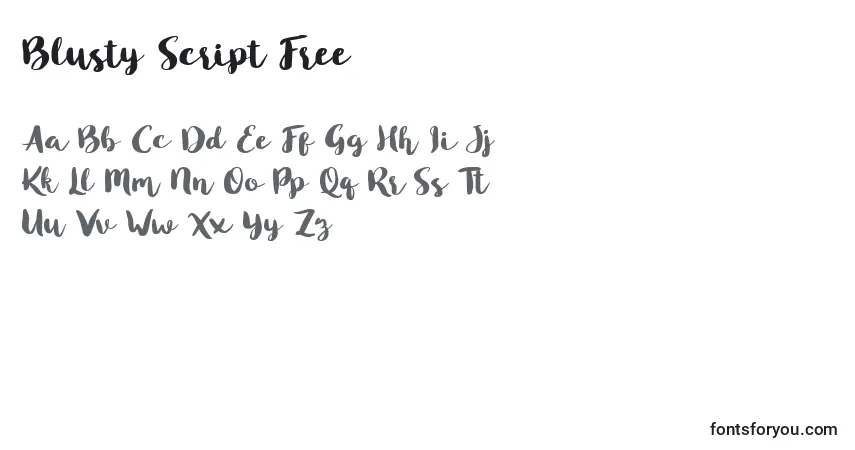 Czcionka Blusty Script Free (121724) – alfabet, cyfry, specjalne znaki