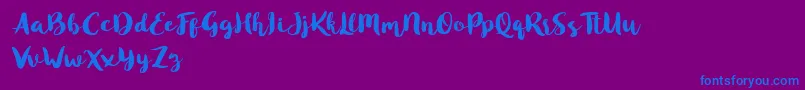 Blusty Script Free-Schriftart – Blaue Schriften auf violettem Hintergrund