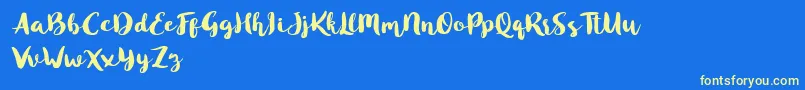 Blusty Script Free-Schriftart – Gelbe Schriften auf blauem Hintergrund