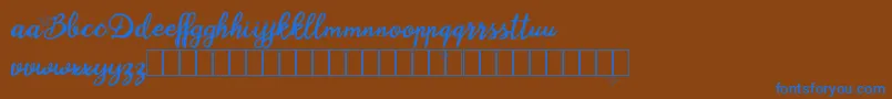 Blysher Demo-Schriftart – Blaue Schriften auf braunem Hintergrund