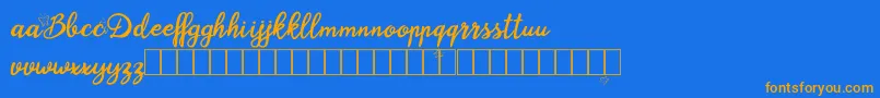 Blysher Demo-Schriftart – Orangefarbene Schriften auf blauem Hintergrund