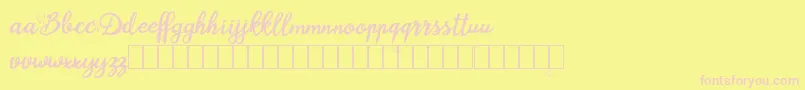 Blysher Demo-fontti – vaaleanpunaiset fontit keltaisella taustalla