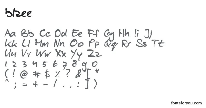 A fonte Blzee (121727) – alfabeto, números, caracteres especiais