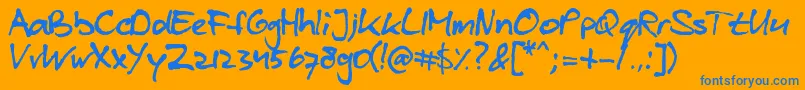 blzee-Schriftart – Blaue Schriften auf orangefarbenem Hintergrund