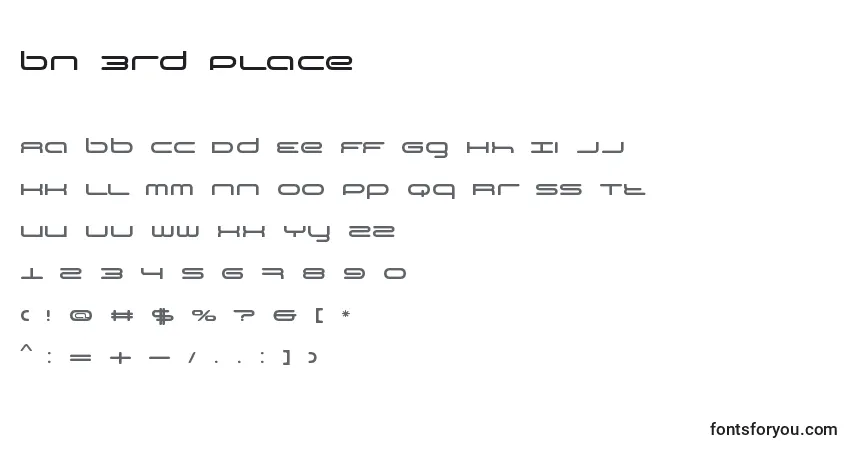 A fonte BN 3rd Place – alfabeto, números, caracteres especiais