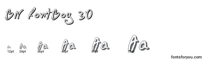 Размеры шрифта BN FontBoy 3D