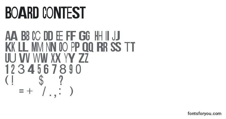 A fonte Board Contest – alfabeto, números, caracteres especiais