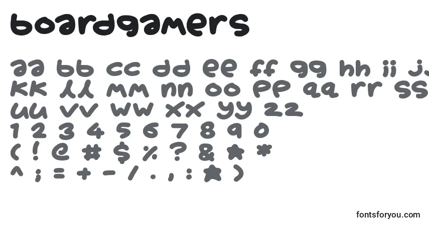 A fonte Boardgamers (121733) – alfabeto, números, caracteres especiais