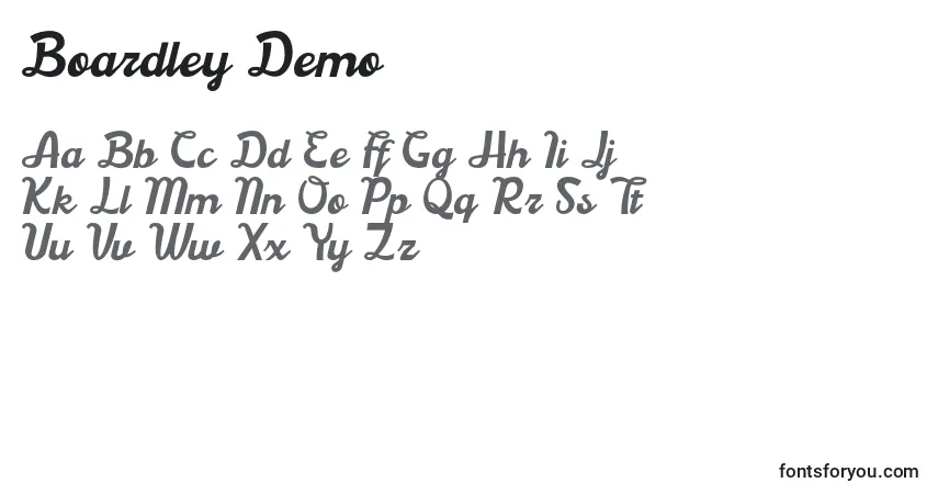 Schriftart Boardley Demo – Alphabet, Zahlen, spezielle Symbole