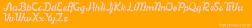 Boardley Demo-Schriftart – Rosa Schriften auf orangefarbenem Hintergrund