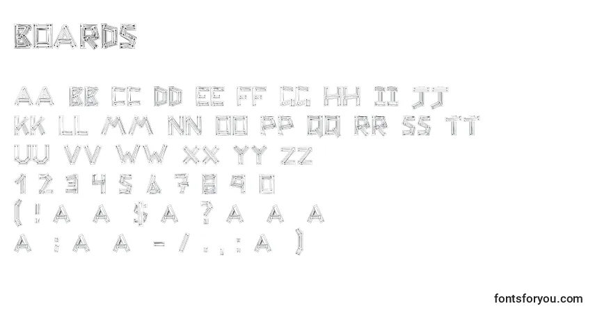 Schriftart Boards (121737) – Alphabet, Zahlen, spezielle Symbole