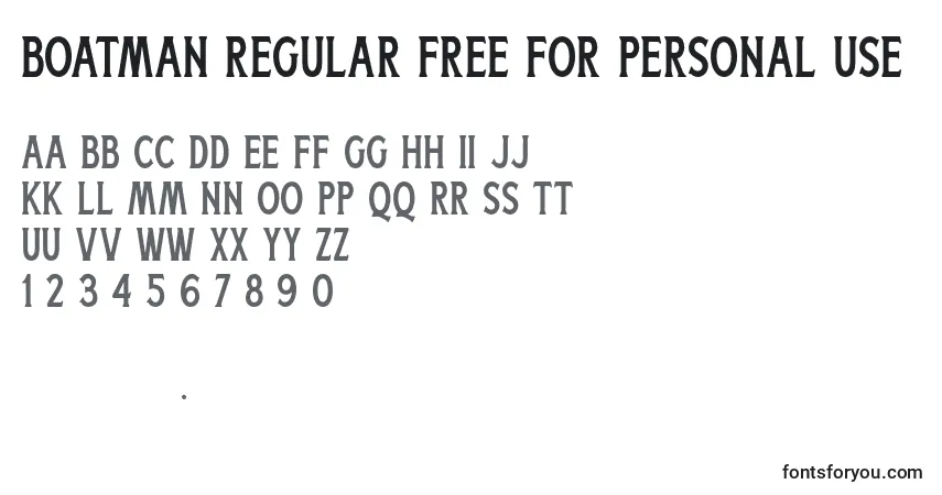 Schriftart Boatman Regular Free For Personal Use – Alphabet, Zahlen, spezielle Symbole