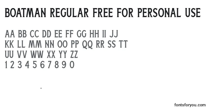 Schriftart Boatman Regular Free For Personal Use (121740) – Alphabet, Zahlen, spezielle Symbole