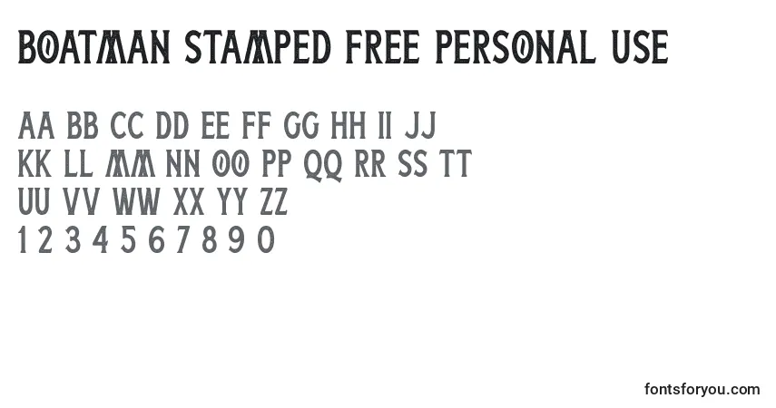 Schriftart Boatman Stamped Free Personal Use – Alphabet, Zahlen, spezielle Symbole
