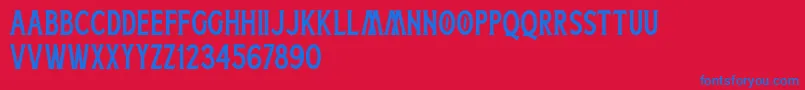 フォントBoatman Stamped Free Personal Use – 赤い背景に青い文字