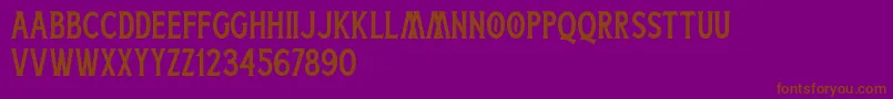 Boatman Stamped Free Personal Use-Schriftart – Braune Schriften auf violettem Hintergrund