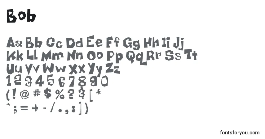 Schriftart Bob (121742) – Alphabet, Zahlen, spezielle Symbole
