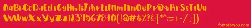 フォントboba – 赤い背景にオレンジの文字