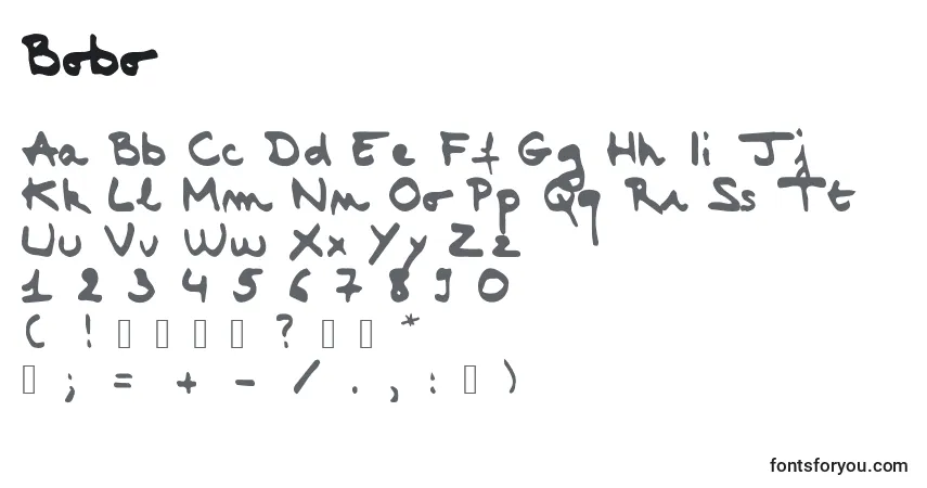 Schriftart Bobo (121746) – Alphabet, Zahlen, spezielle Symbole