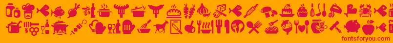Bocartes fritos-Schriftart – Rote Schriften auf orangefarbenem Hintergrund