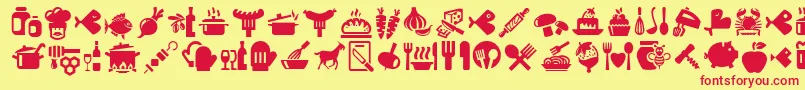 フォントBocartes fritos – 赤い文字の黄色い背景