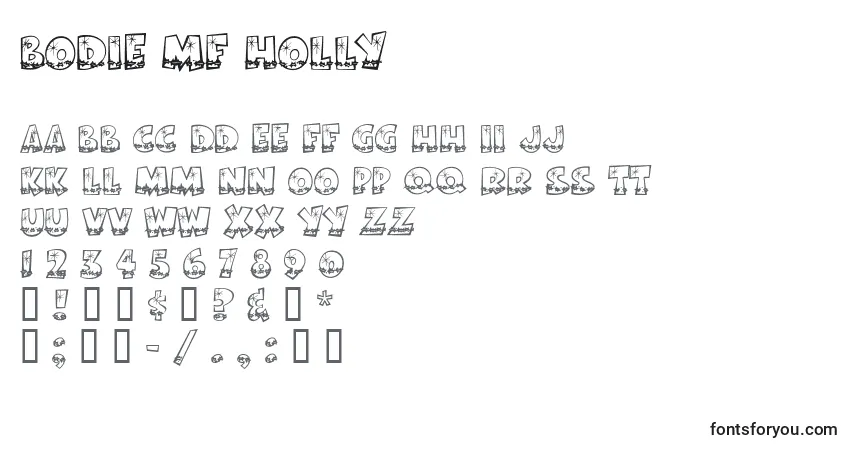 A fonte Bodie MF Holly (121749) – alfabeto, números, caracteres especiais