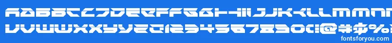 Royalsamurailaser-Schriftart – Weiße Schriften auf blauem Hintergrund