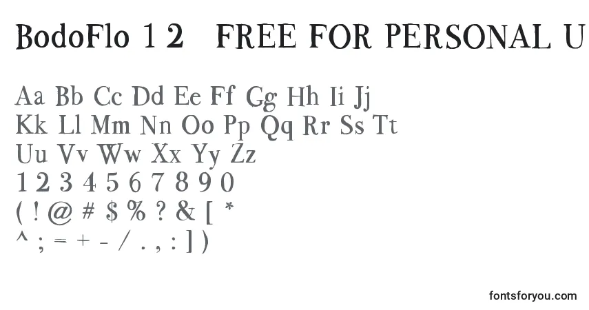 Czcionka BodoFlo 1 2   FREE FOR PERSONAL USE ONLY – alfabet, cyfry, specjalne znaki