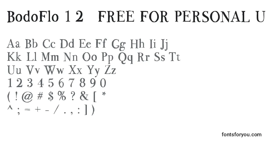 Police BodoFlo 1 2   FREE FOR PERSONAL USE ONLY - Alphabet, Chiffres, Caractères Spéciaux