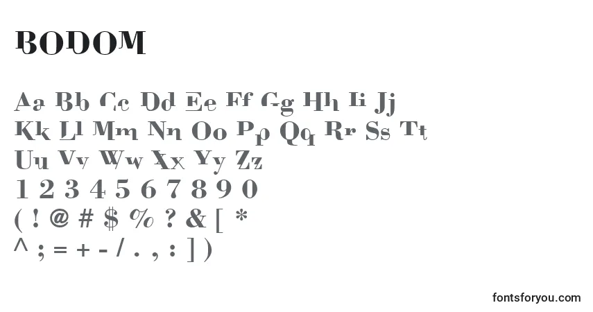A fonte BODOM    (121751) – alfabeto, números, caracteres especiais