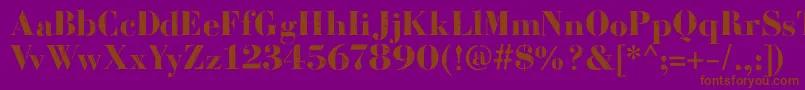フォントBodoniFragileDirt – 紫色の背景に茶色のフォント