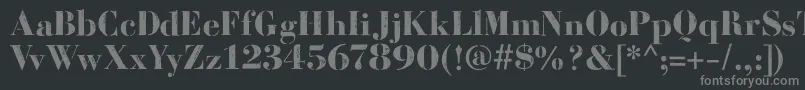 BodoniFragileDirt-fontti – harmaat kirjasimet mustalla taustalla