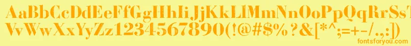 フォントBodoniFragileDirt – オレンジの文字が黄色の背景にあります。